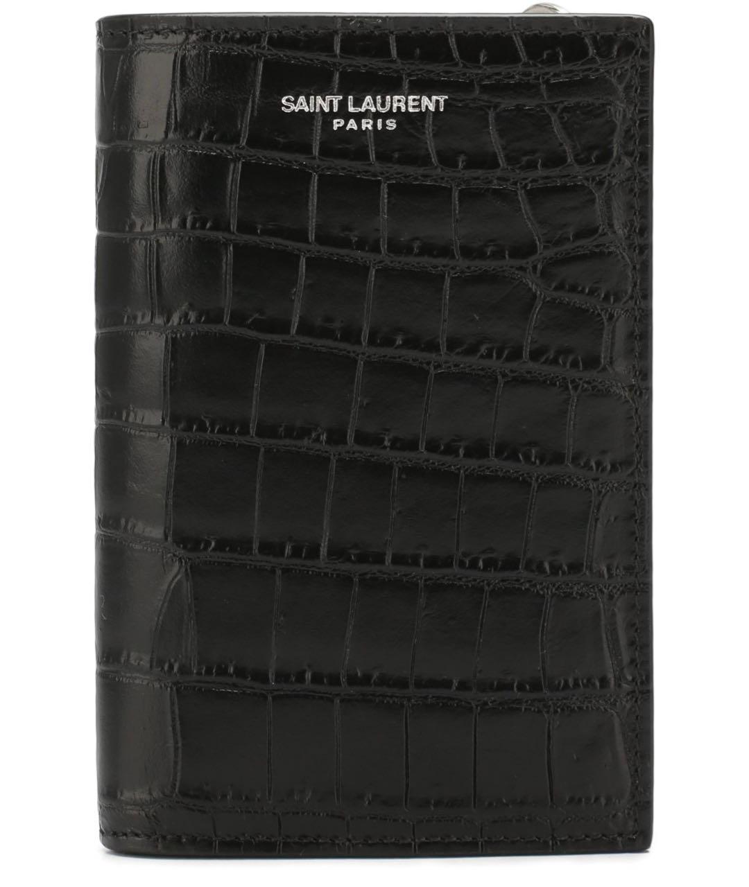 SAINT LAURENT Черный кожаный кошелек, фото 1