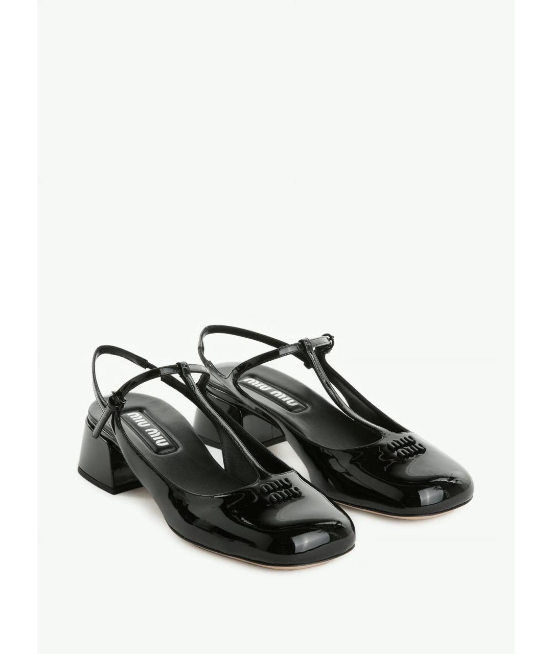MIU MIU Черные балетки из лакированной кожи, фото 2