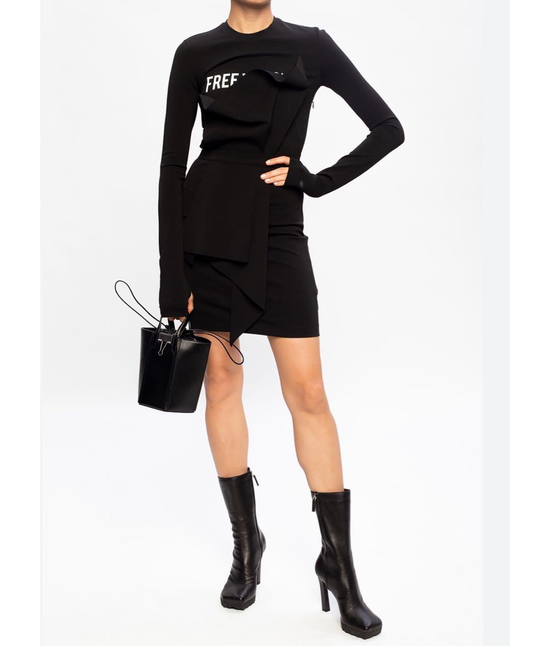 OFF-WHITE Черное вискозное повседневное платье, фото 2