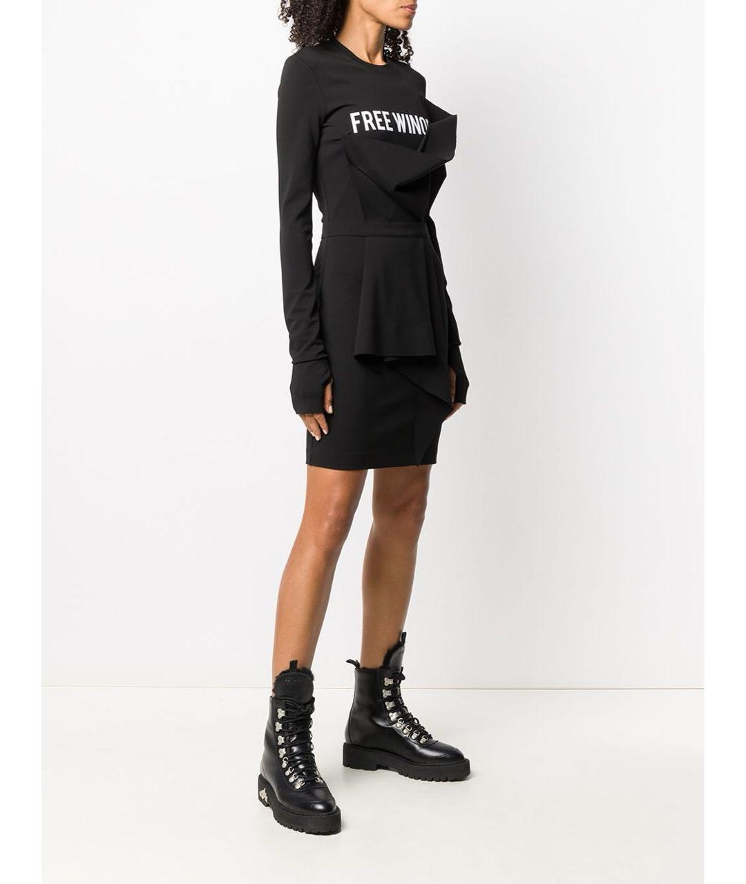 OFF-WHITE Черное вискозное повседневное платье, фото 4