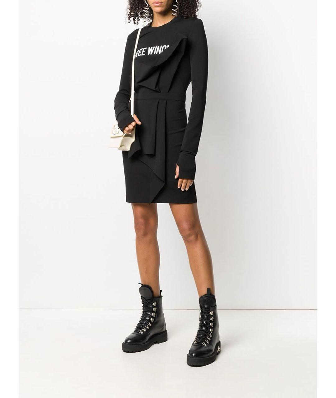 OFF-WHITE Черное вискозное повседневное платье, фото 5