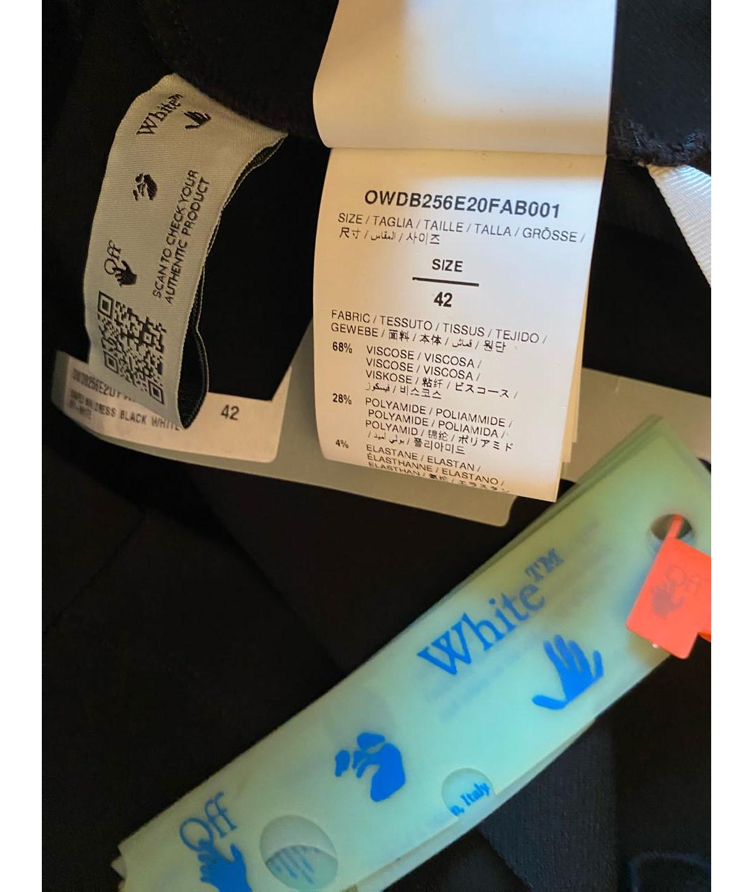 OFF-WHITE Черное вискозное повседневное платье, фото 7