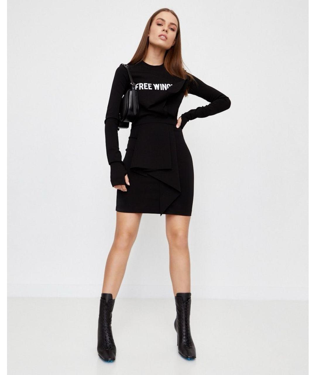OFF-WHITE Черное вискозное повседневное платье, фото 3
