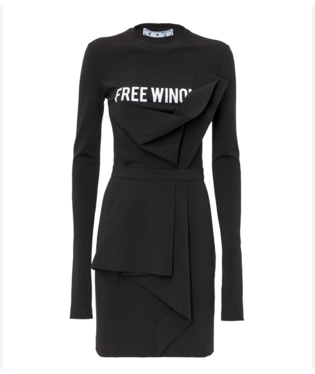 OFF-WHITE Черное вискозное повседневное платье, фото 1