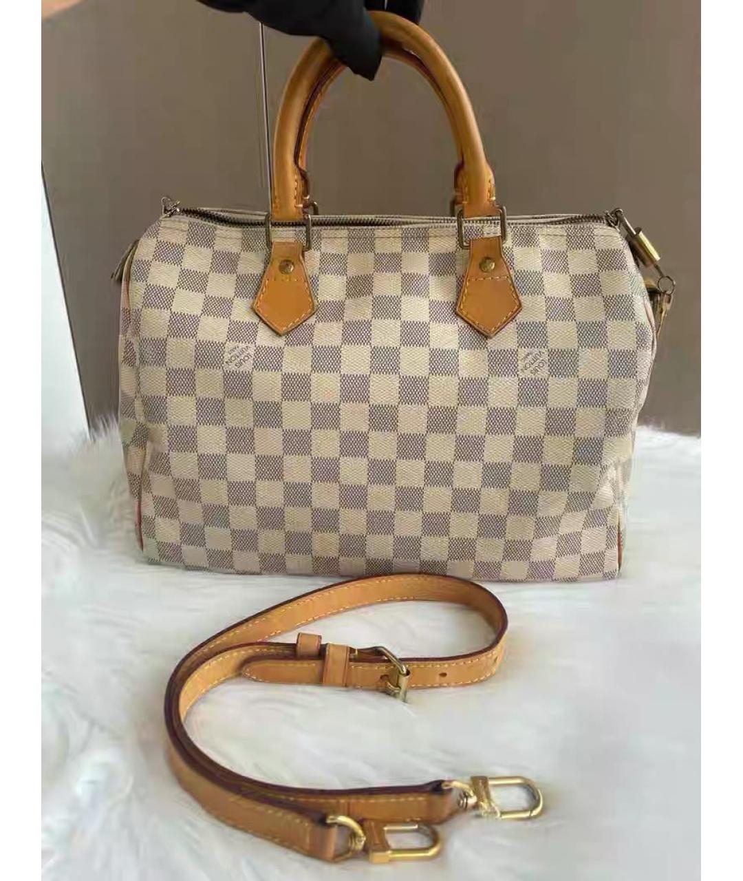 LOUIS VUITTON Бежевая кожаная сумка с короткими ручками, фото 6