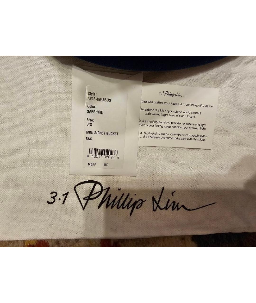 3.1 PHILLIP LIM Темно-синяя замшевая сумка через плечо, фото 9