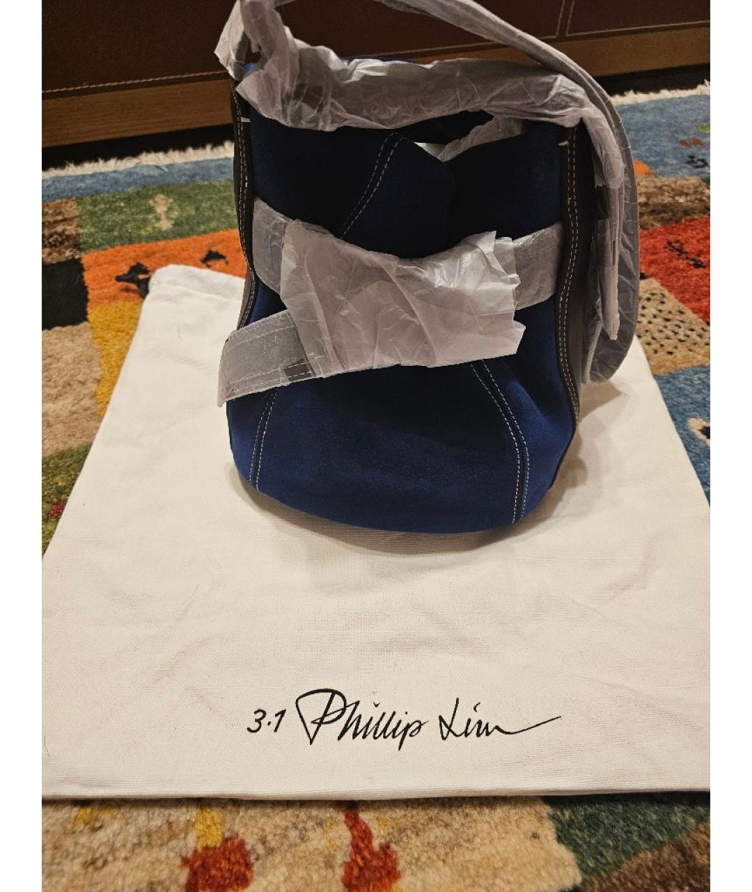 3.1 PHILLIP LIM Темно-синяя замшевая сумка через плечо, фото 6