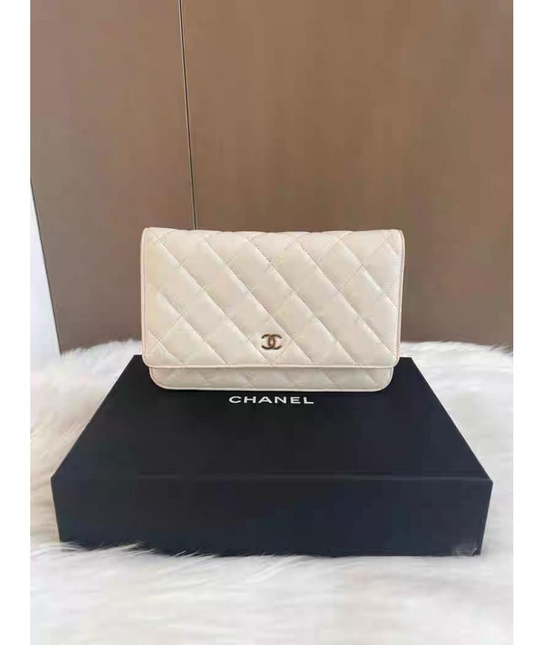 CHANEL Белая кожаная сумка через плечо, фото 6