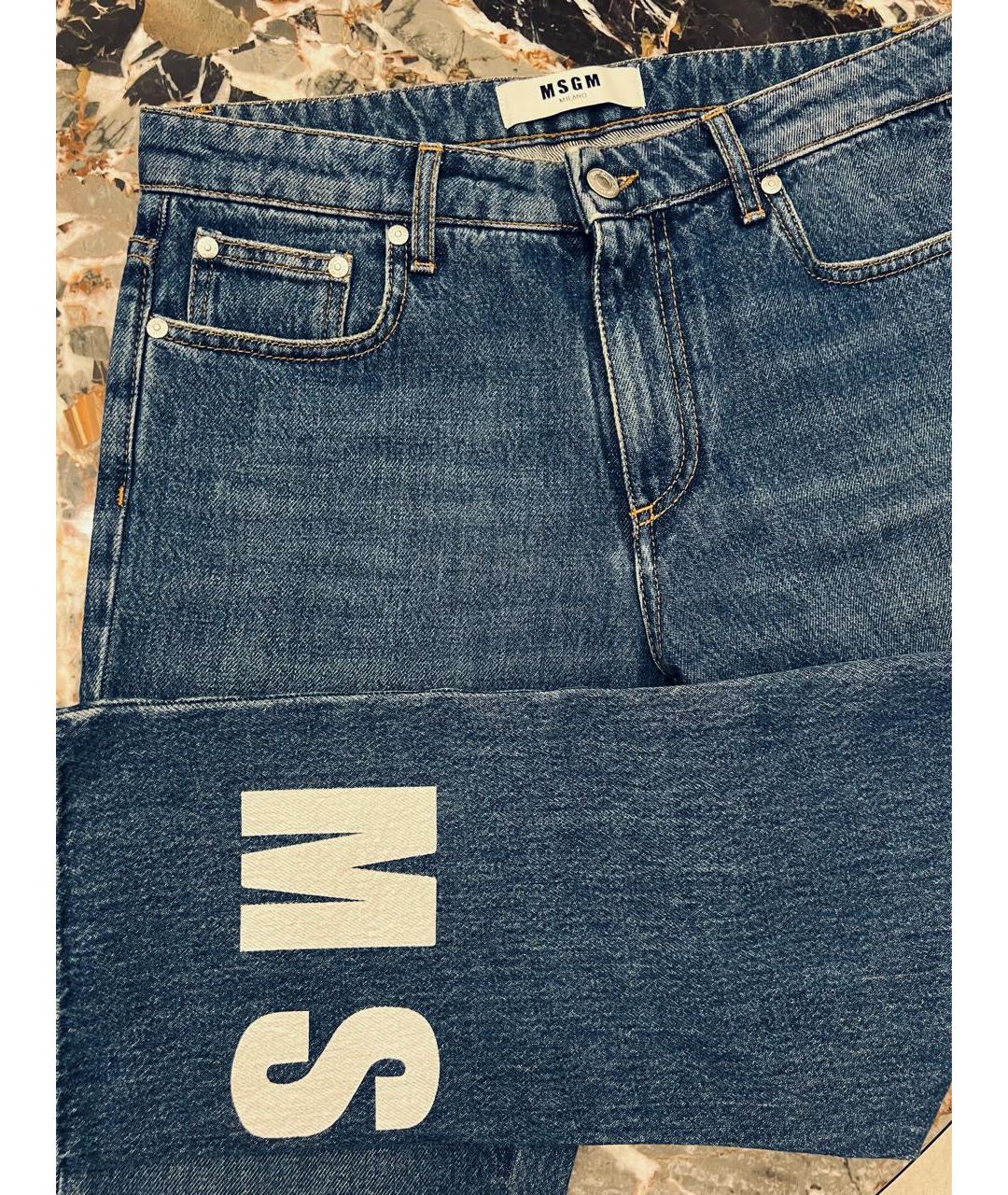 MSGM Синие хлопковые прямые джинсы, фото 6