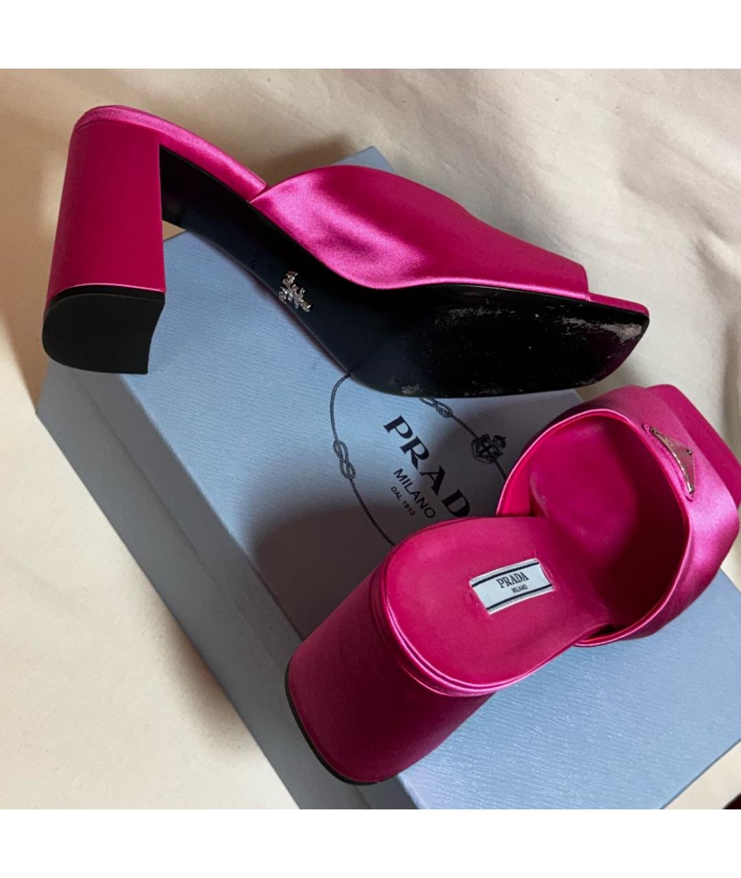 PRADA Фуксия текстильные мюли, фото 3