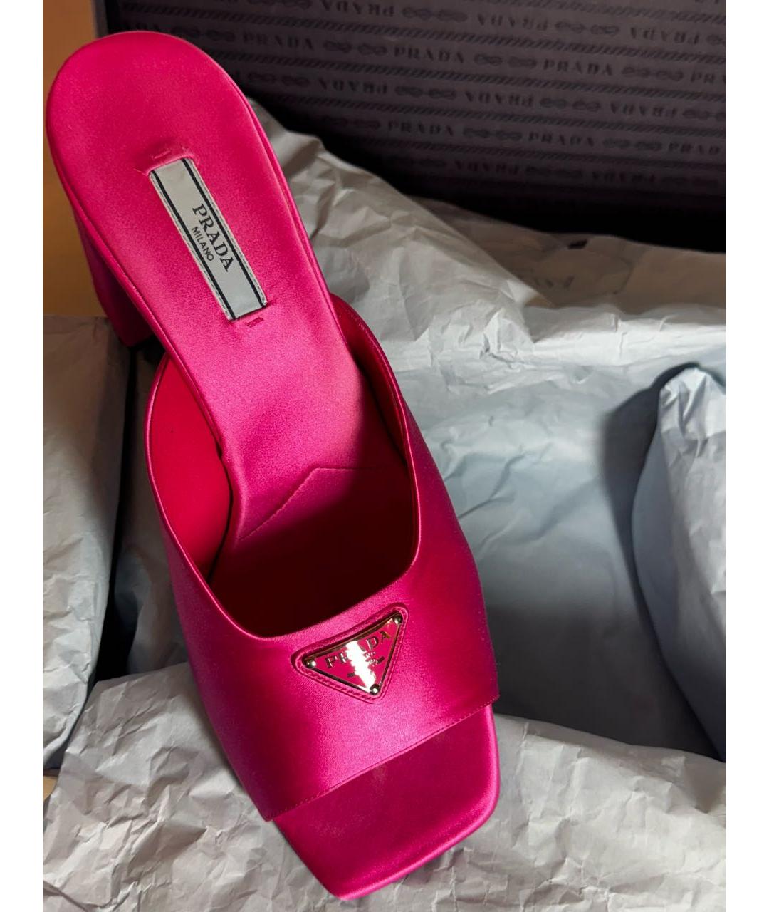 PRADA Фуксия текстильные мюли, фото 5