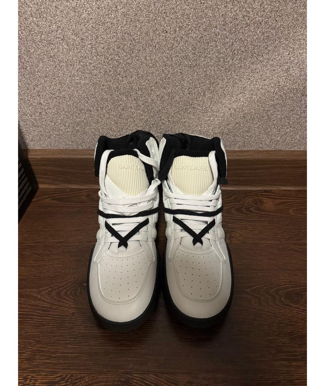 SAINT LAURENT Белые кожаные высокие кроссовки / кеды, фото 2