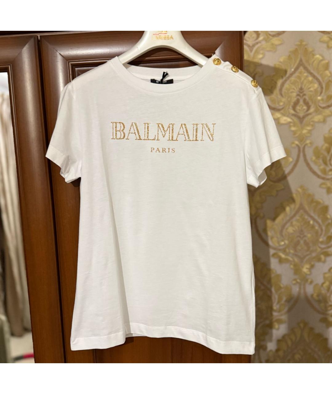 BALMAIN Белая хлопковая футболка, фото 4