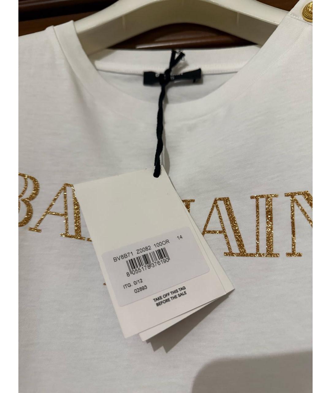 BALMAIN Белая хлопковая футболка, фото 2