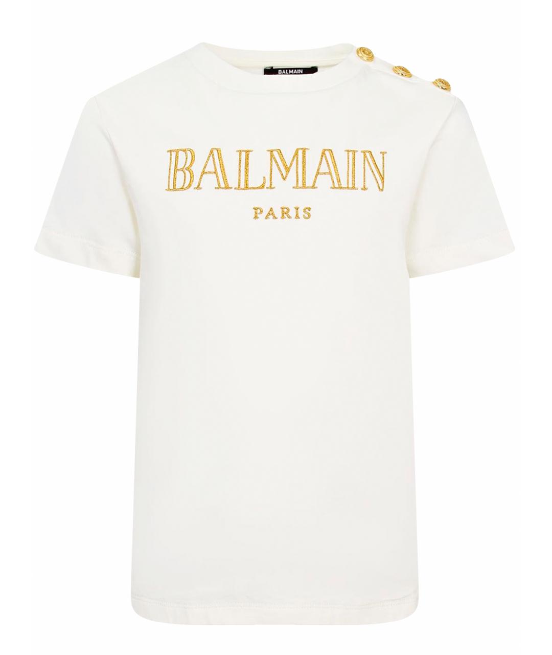 BALMAIN Белая хлопковая футболка, фото 1