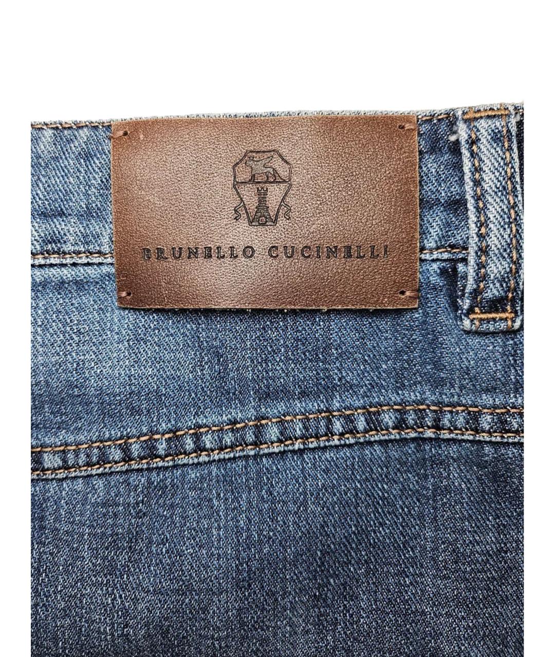 BRUNELLO CUCINELLI Синие хлопковые прямые джинсы, фото 3