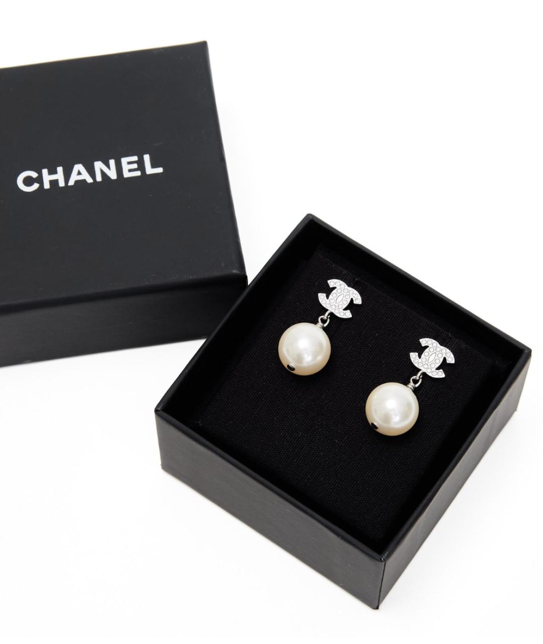 CHANEL Серебряные металлические серьги, фото 2