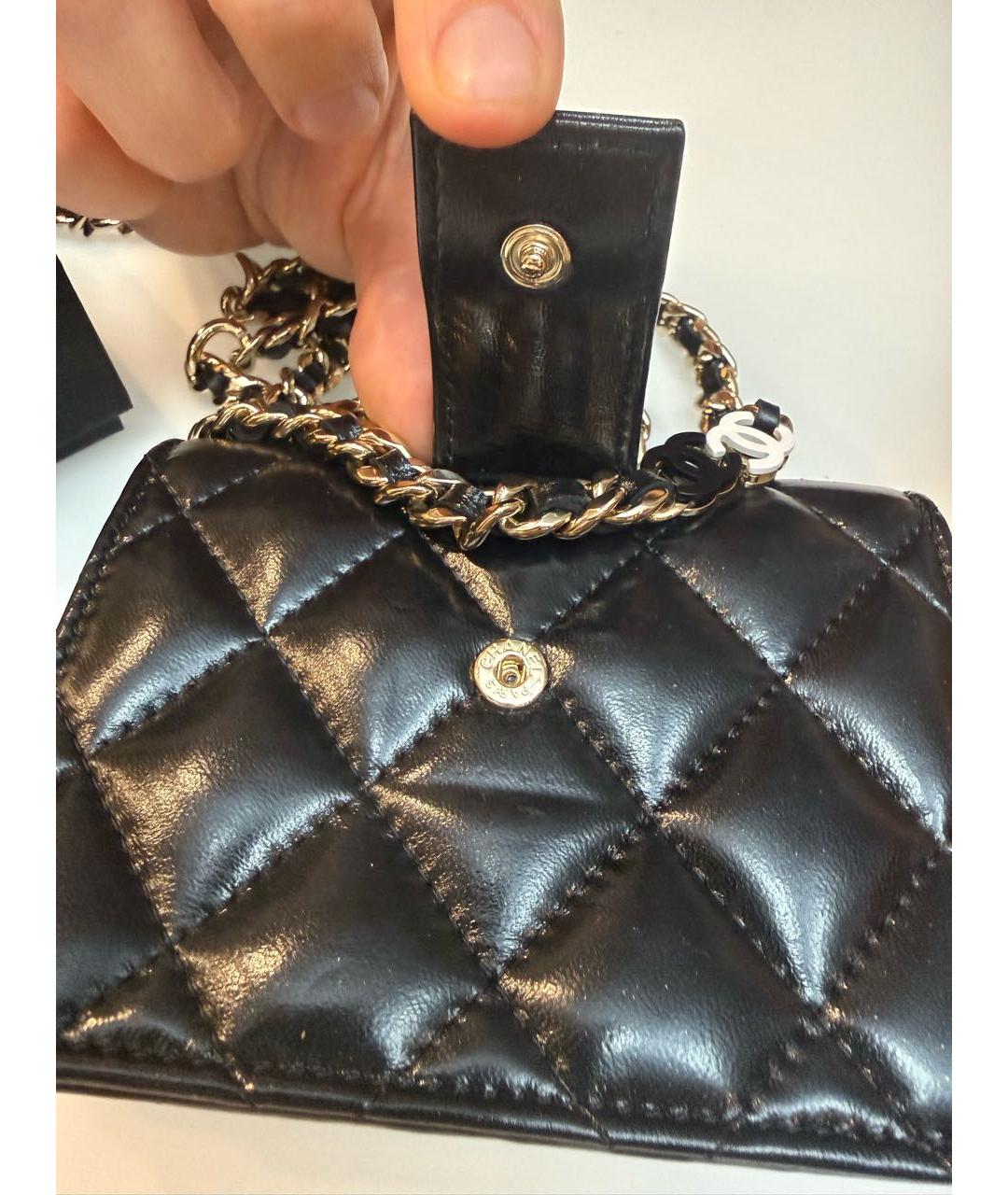 CHANEL Черная кожаная поясная сумка, фото 7