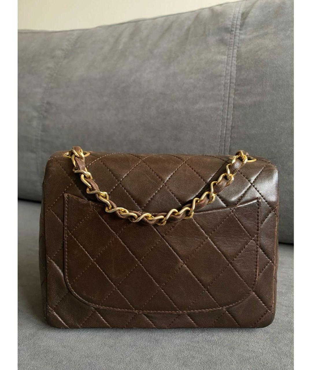 CHANEL Коричневая кожаная сумка через плечо, фото 3