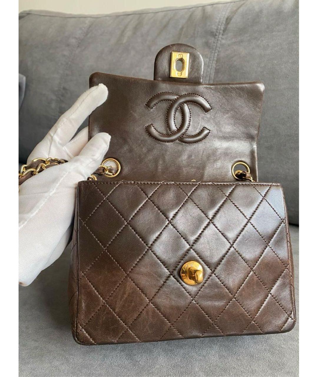 CHANEL Коричневая кожаная сумка через плечо, фото 8