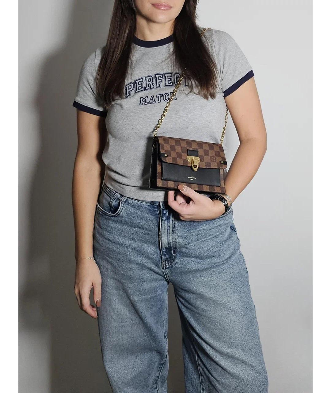 LOUIS VUITTON Коричневая кожаная сумка через плечо, фото 3