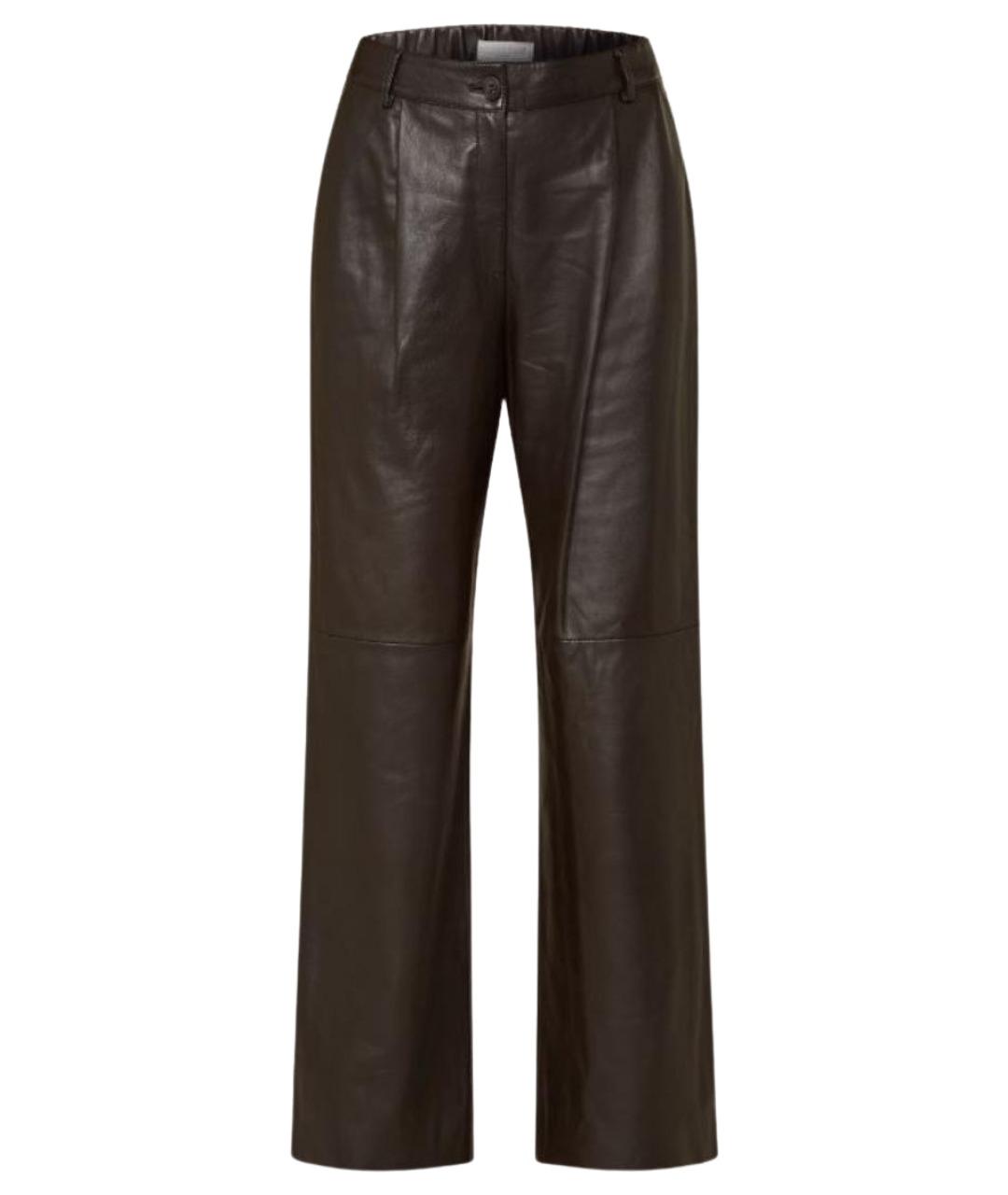 ANTONELLI FIRENZE Коричневые кожаные брюки широкие, фото 1