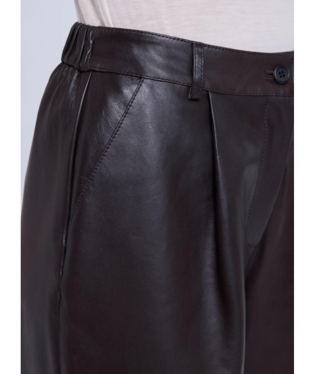 ANTONELLI FIRENZE Коричневые кожаные брюки широкие, фото 2