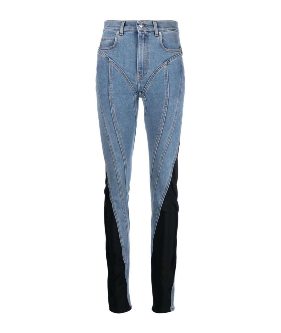 MUGLER Голубые хлопко-эластановые джинсы слим, фото 2