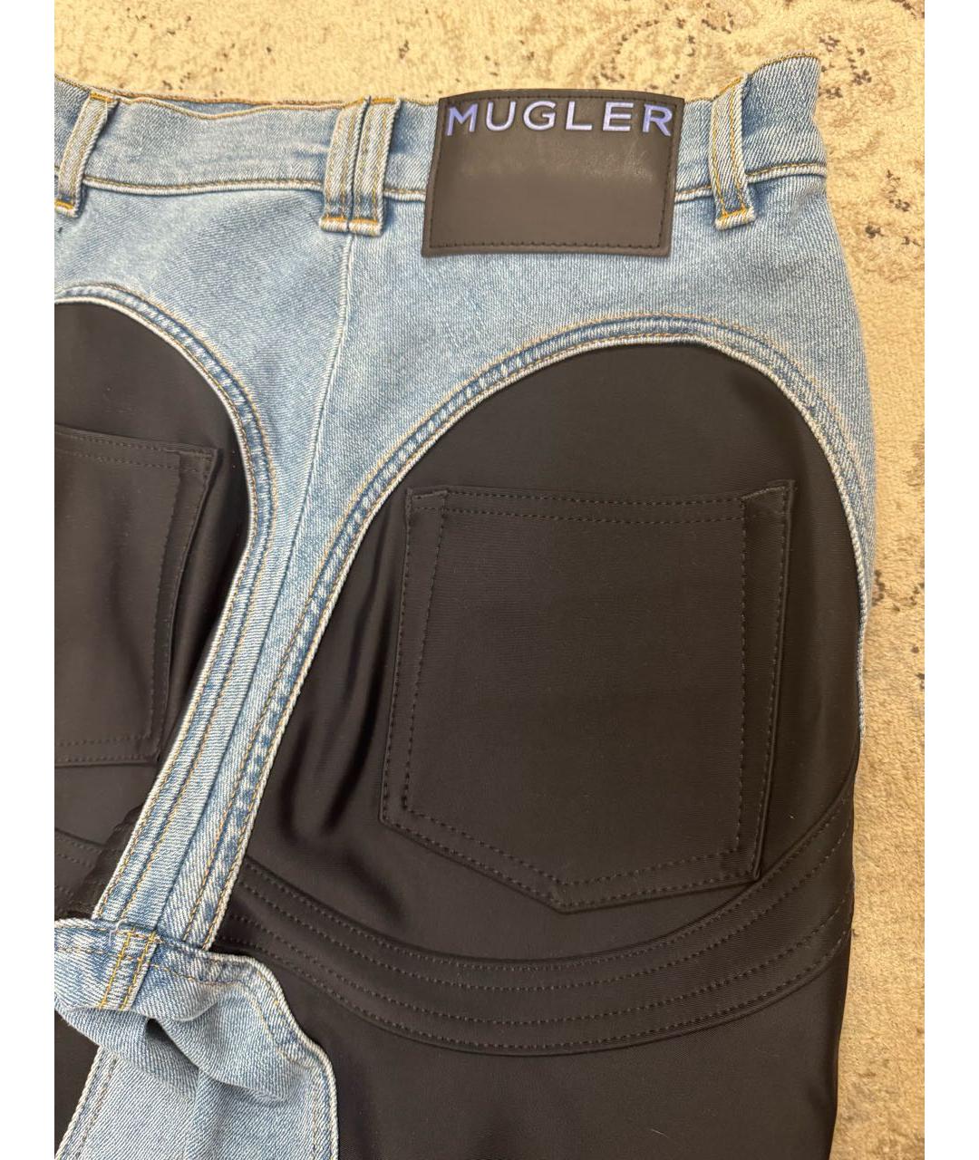 MUGLER Голубые хлопко-эластановые джинсы слим, фото 4