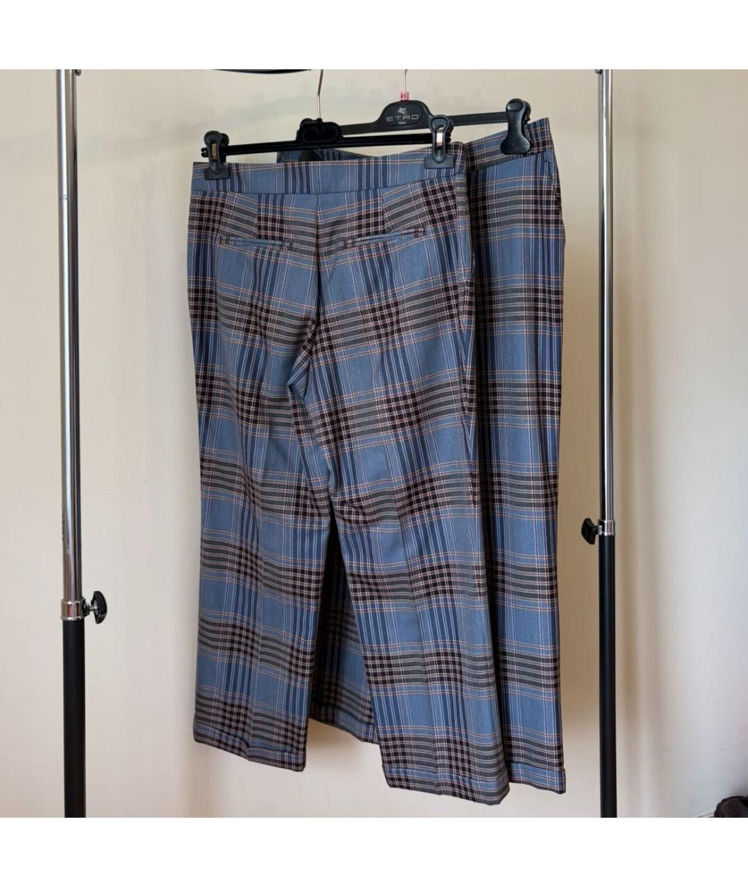 ETRO Синие хлопковые прямые брюки, фото 3