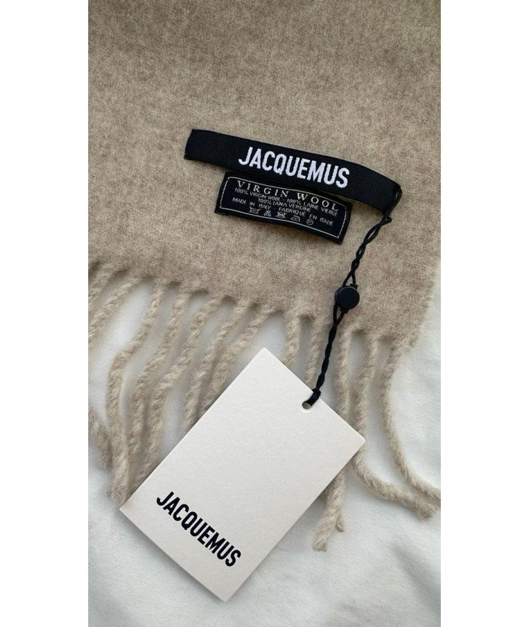 JACQUEMUS Бежевый шерстяной шарф, фото 3