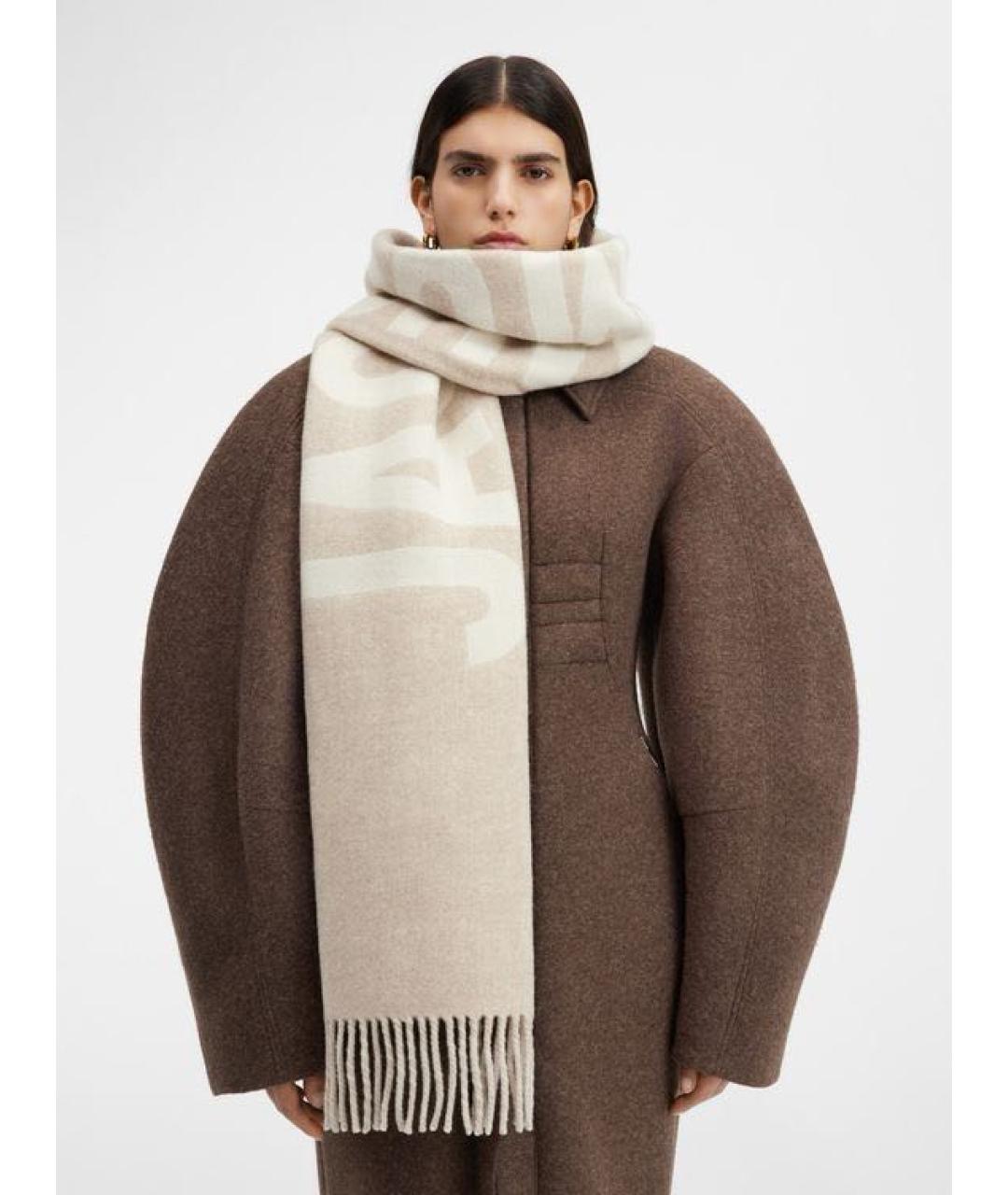 JACQUEMUS Бежевый шерстяной шарф, фото 6