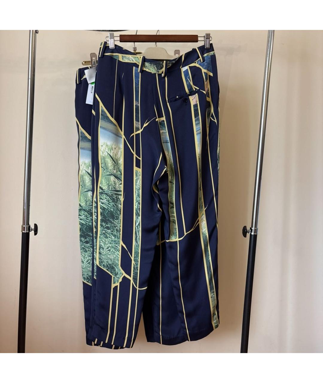 3.1 PHILLIP LIM Синие полиэстеровые прямые брюки, фото 4
