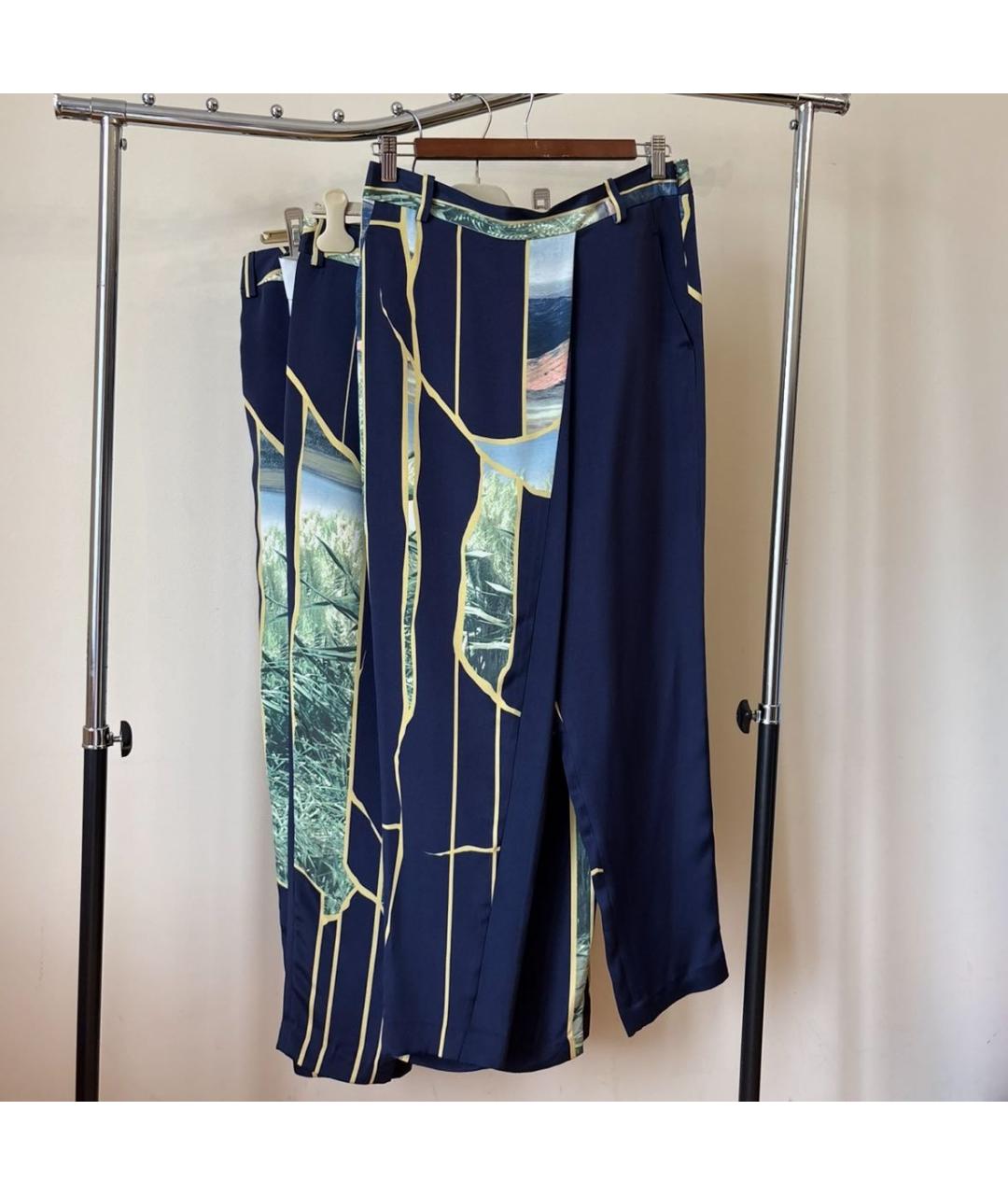 3.1 PHILLIP LIM Синие полиэстеровые прямые брюки, фото 5
