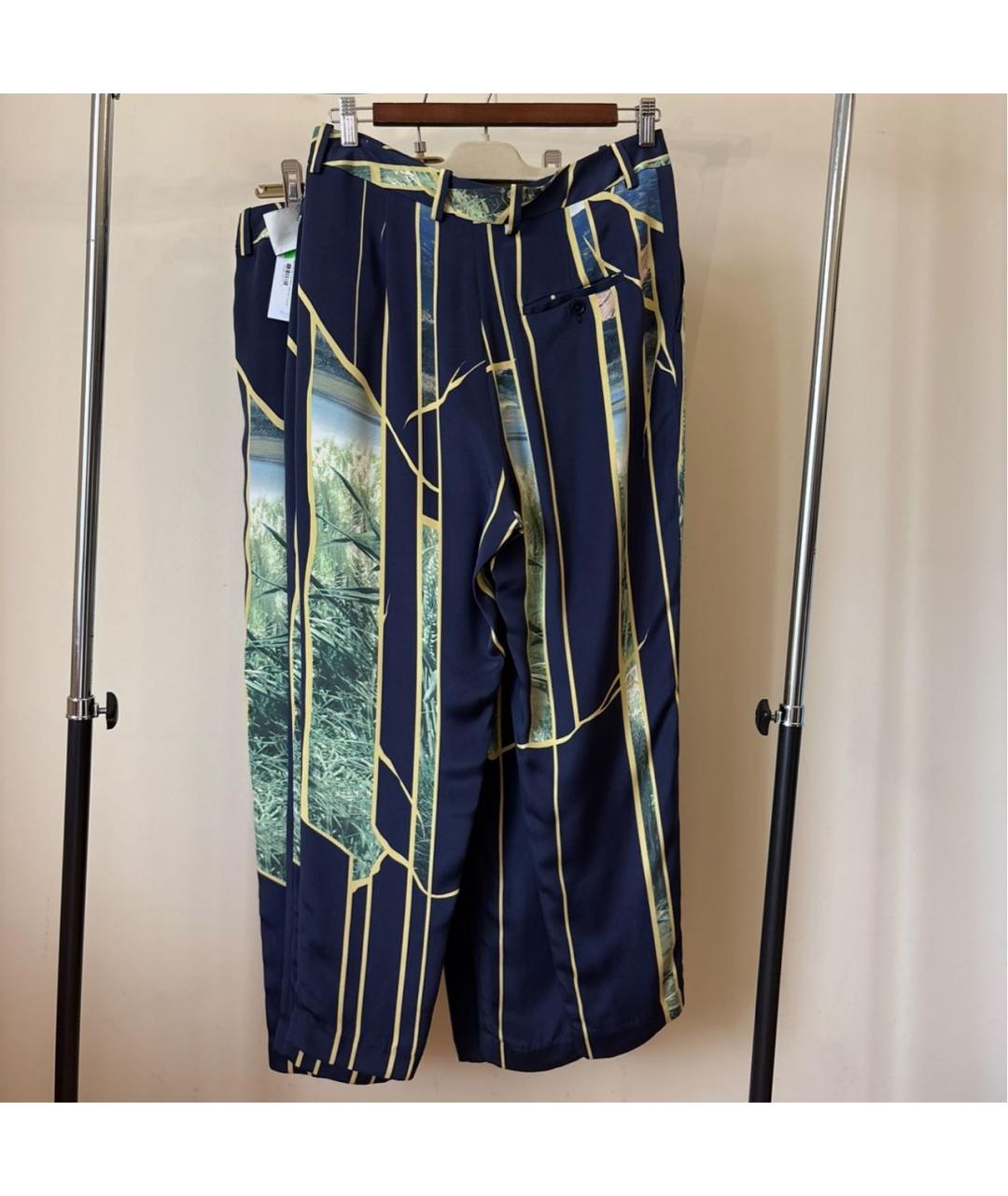 3.1 PHILLIP LIM Синие полиамидовые прямые брюки, фото 4