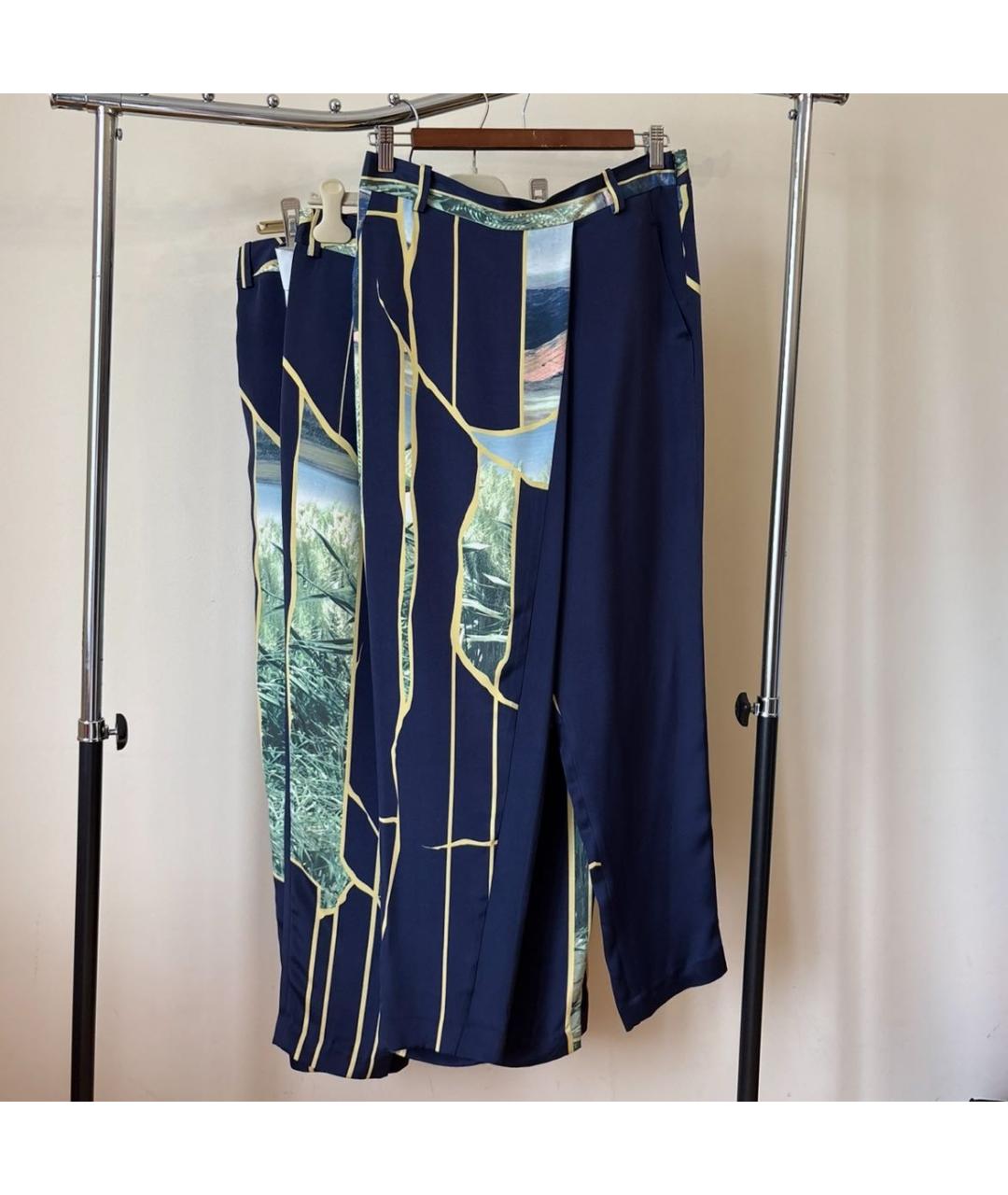 3.1 PHILLIP LIM Синие полиамидовые прямые брюки, фото 5
