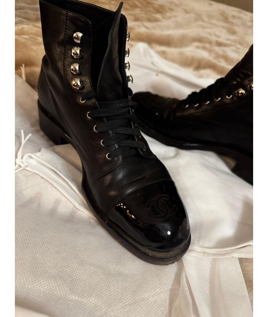 CHANEL Черные кожаные ботинки, фото 7