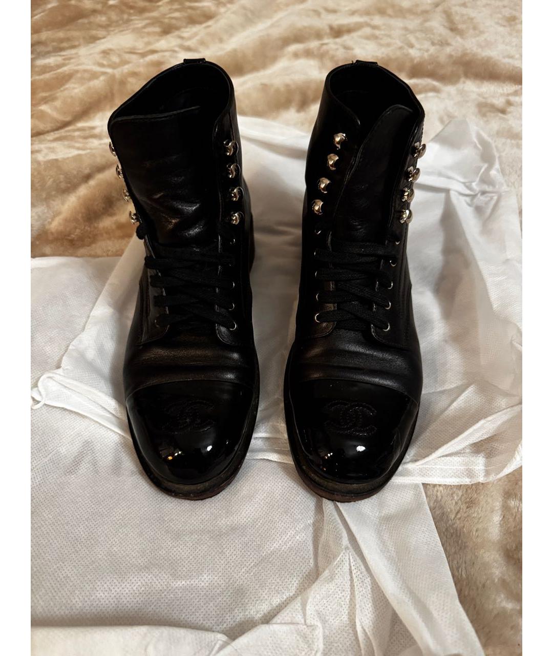 CHANEL Черные кожаные ботинки, фото 3