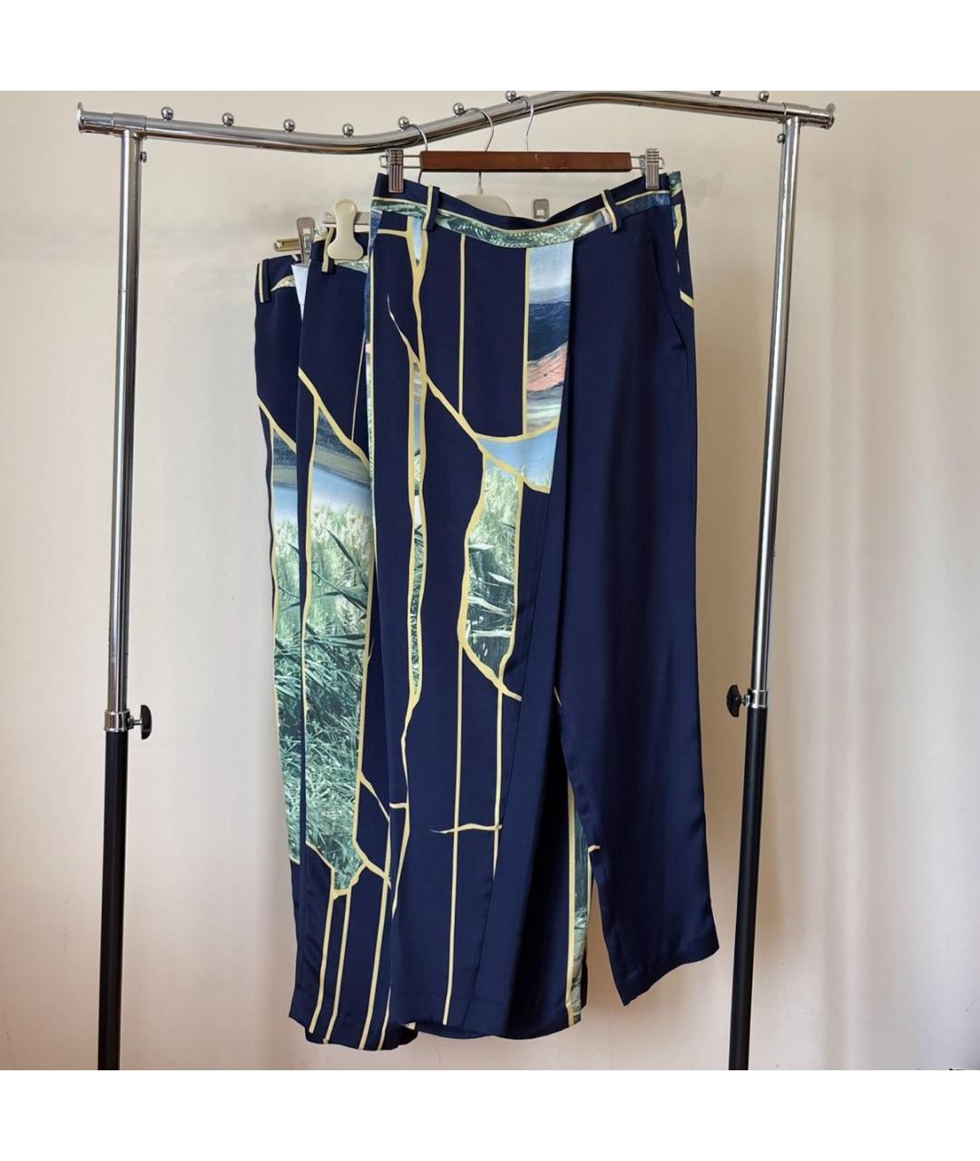 3.1 PHILLIP LIM Синие полиамидовые прямые брюки, фото 5