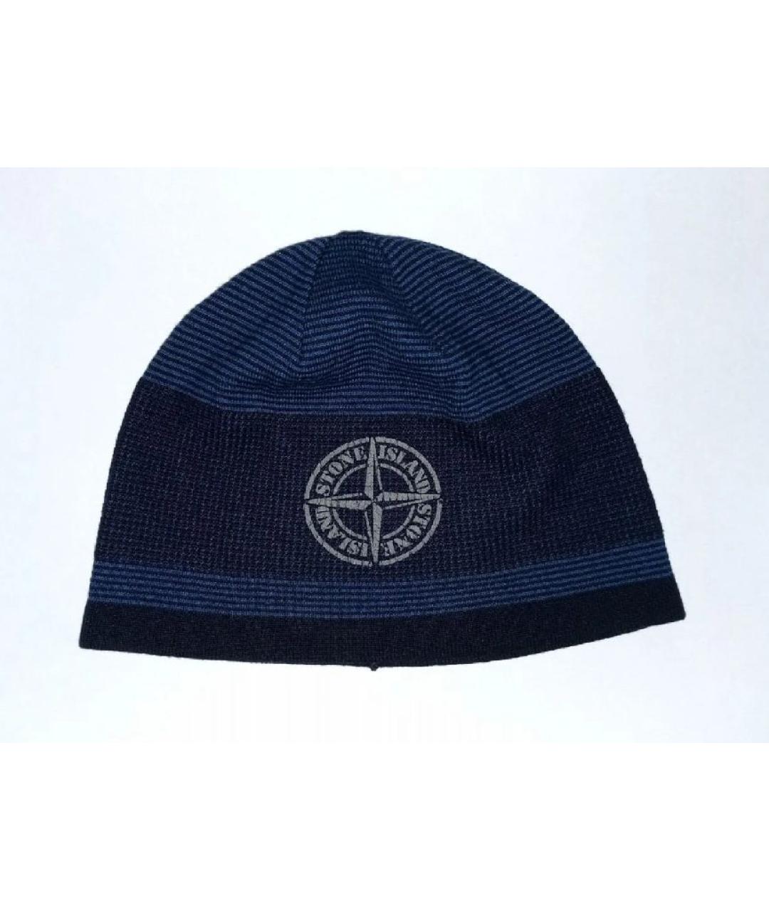 STONE ISLAND Синяя шерстяная шапка, фото 6