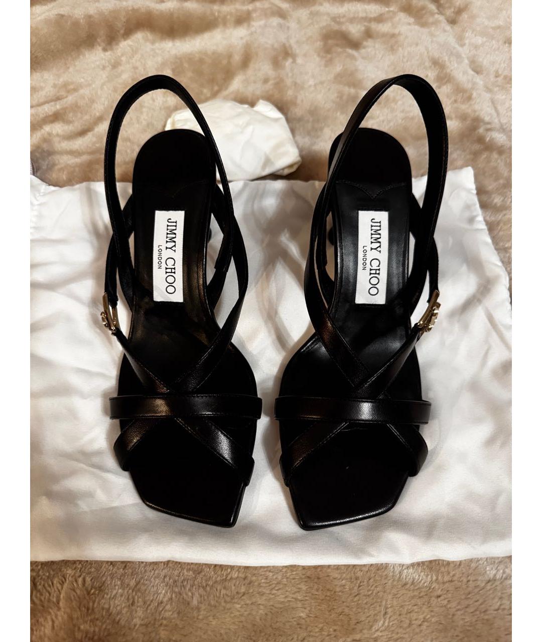 JIMMY CHOO Черные кожаные босоножки, фото 2