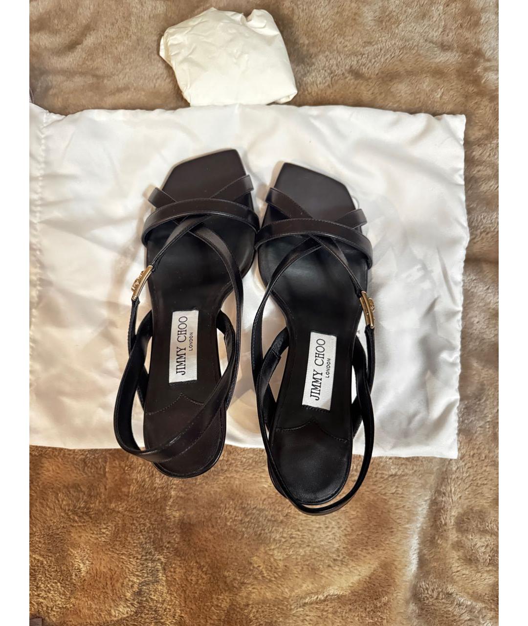 JIMMY CHOO Черные кожаные босоножки, фото 5