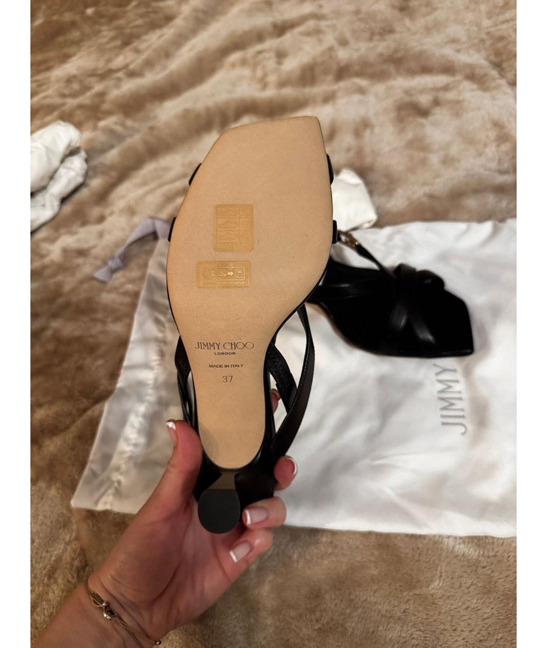 JIMMY CHOO Черные кожаные босоножки, фото 3