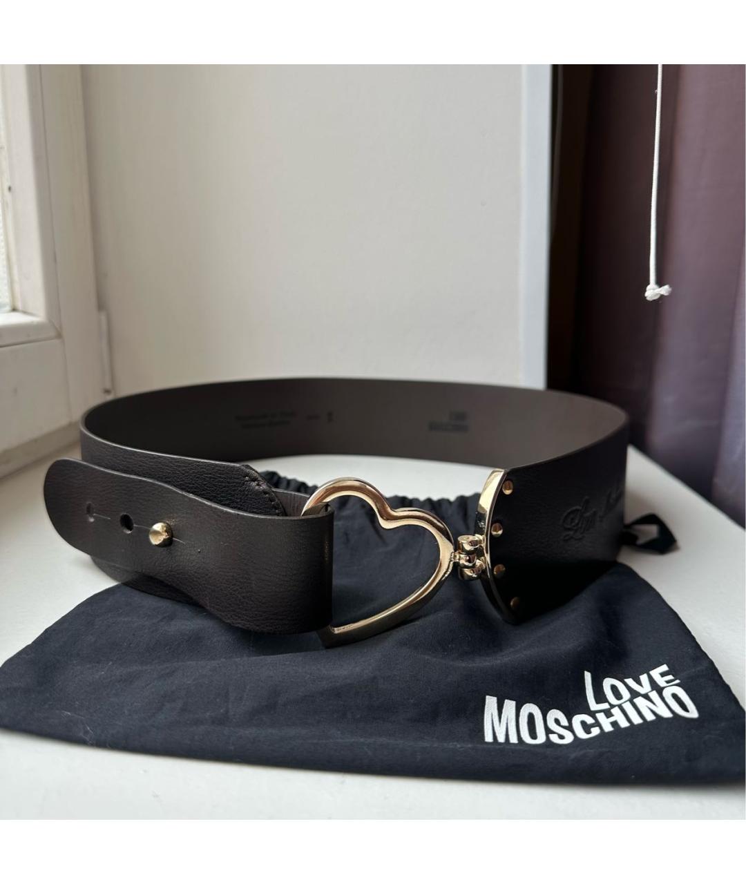 LOVE MOSCHINO Коричневый кожаный ремень, фото 8