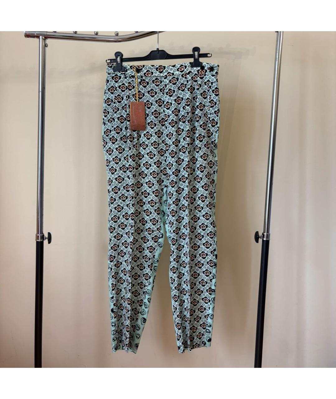 ETRO Голубые вискозные прямые брюки, фото 5