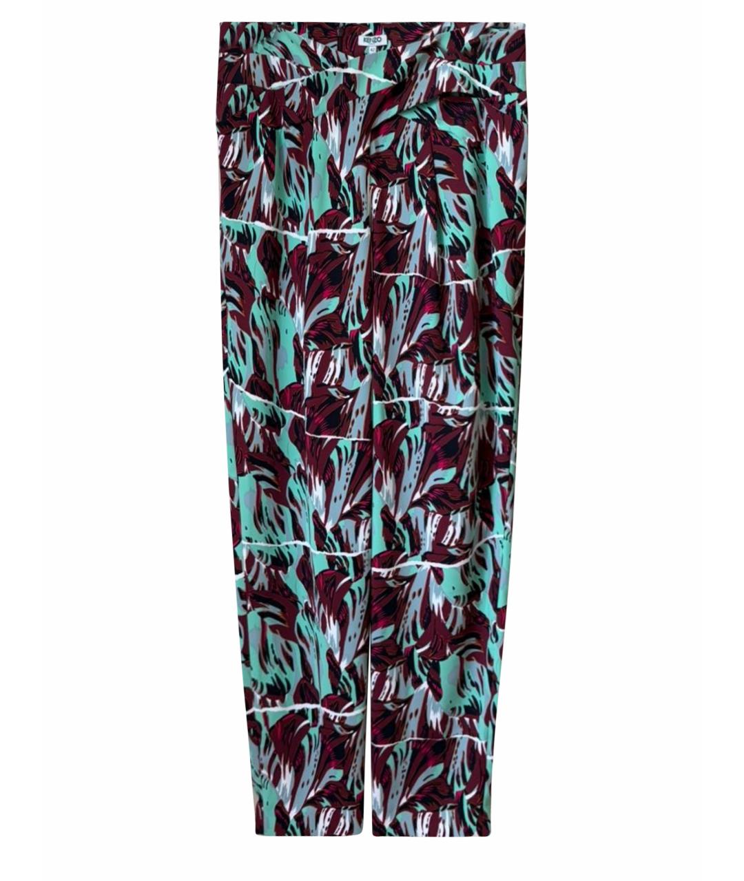 KENZO Бирюзовые вискозные прямые брюки, фото 1