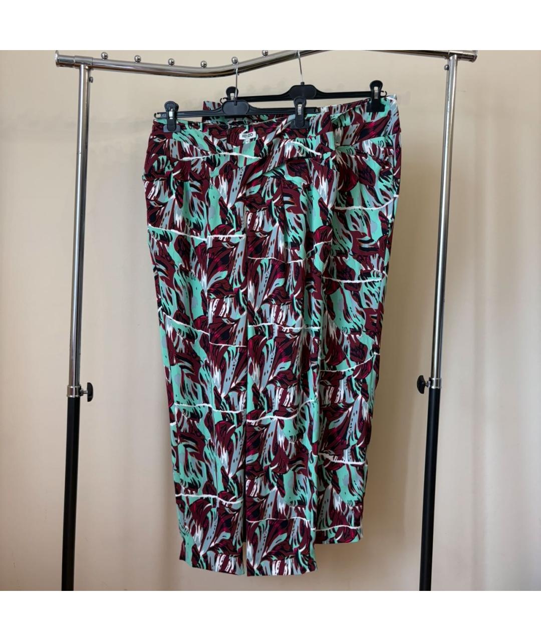 KENZO Бирюзовые вискозные прямые брюки, фото 5