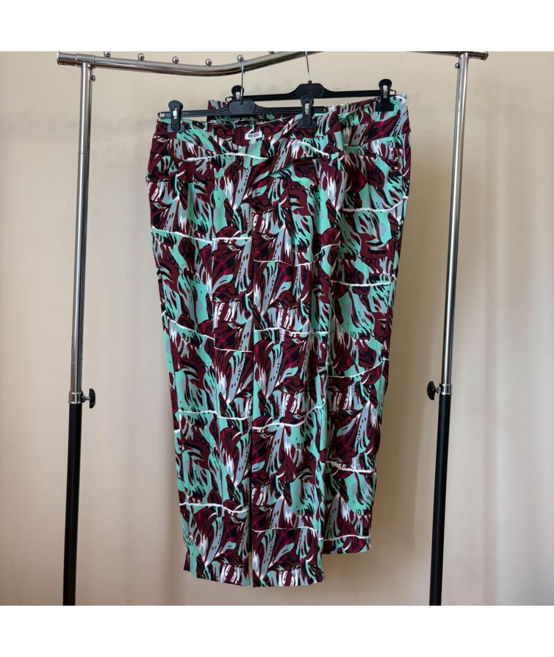 KENZO Бирюзовые вискозные прямые брюки, фото 5