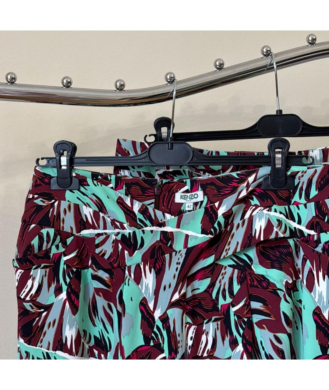 KENZO Бирюзовые вискозные прямые брюки, фото 2