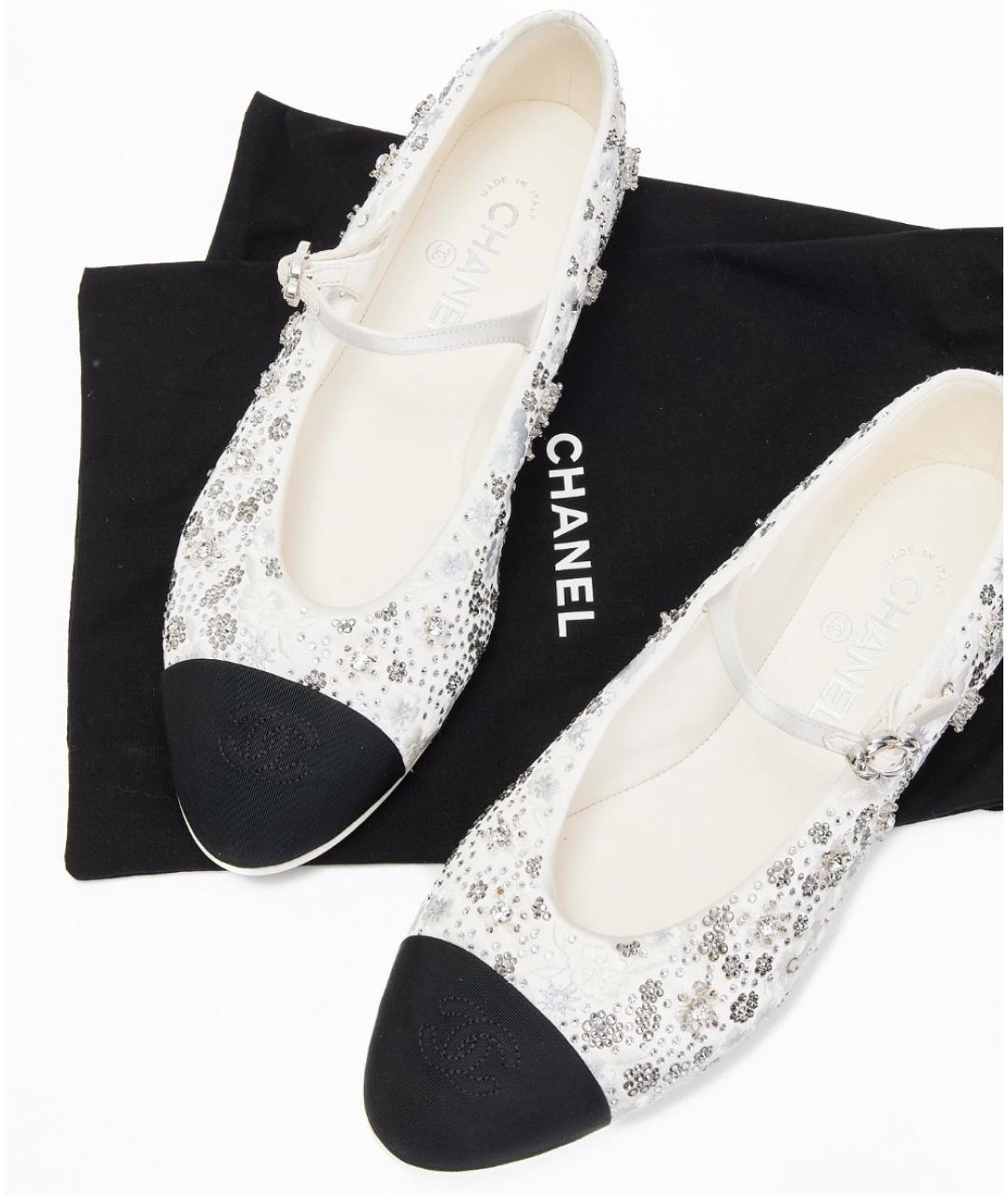 CHANEL Белые текстильные балетки, фото 3